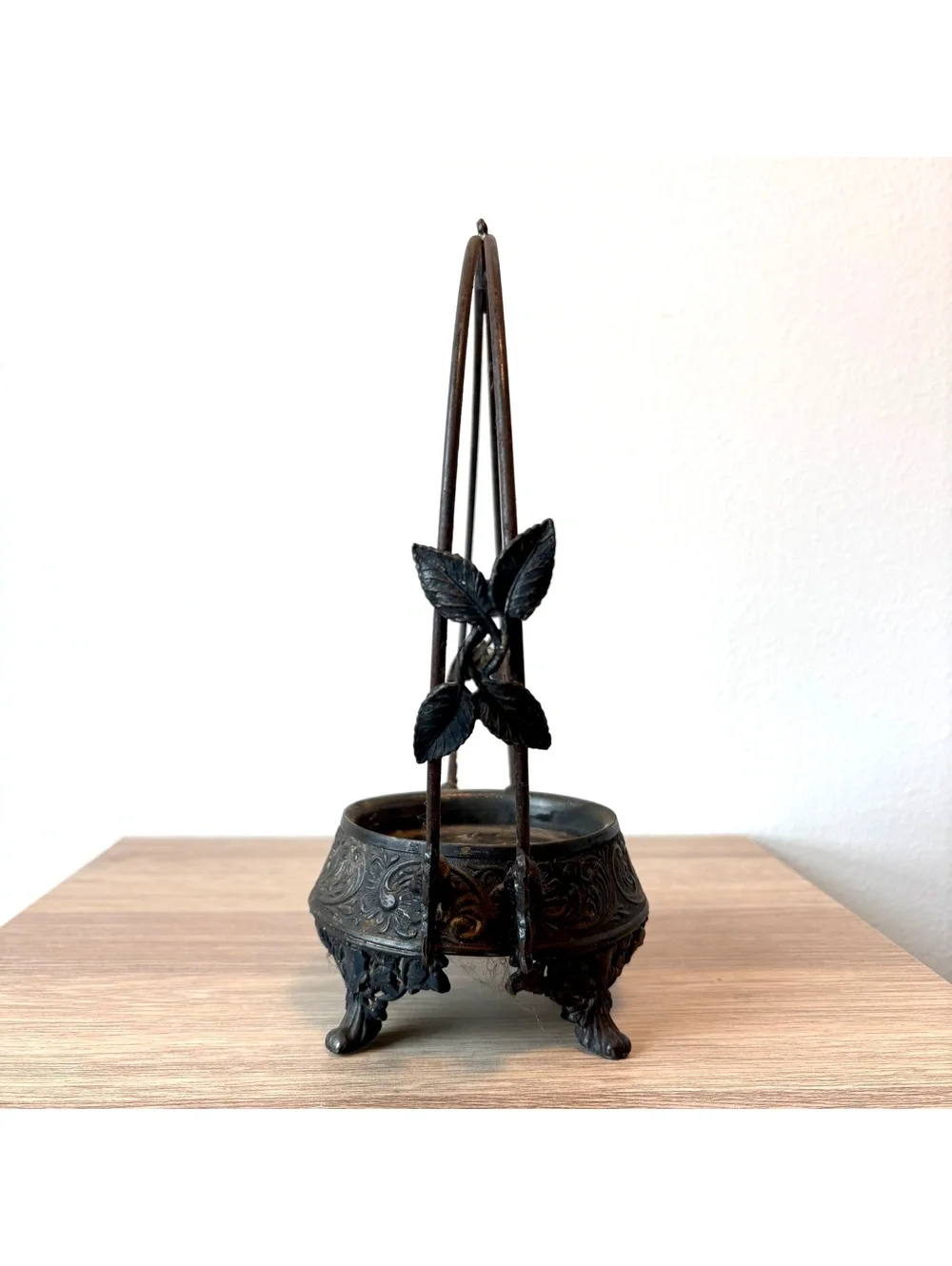 Antique Victorian Cauldron Shaped Candle Holder Halloween Decor Gothic Basket